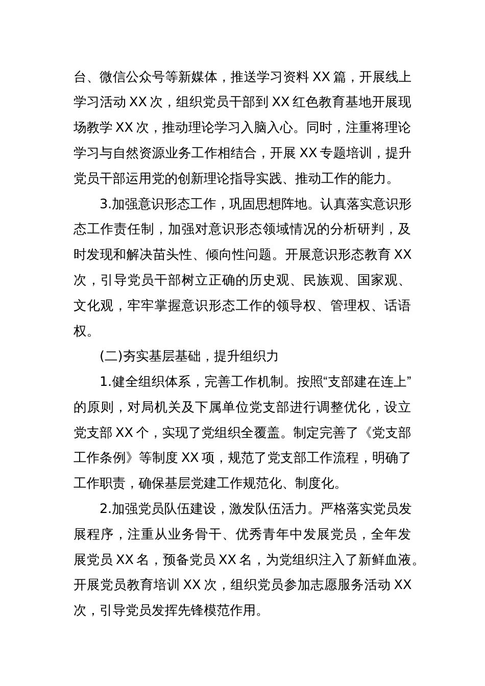 2024年自然资源局抓基层党建工作述职报告_第2页