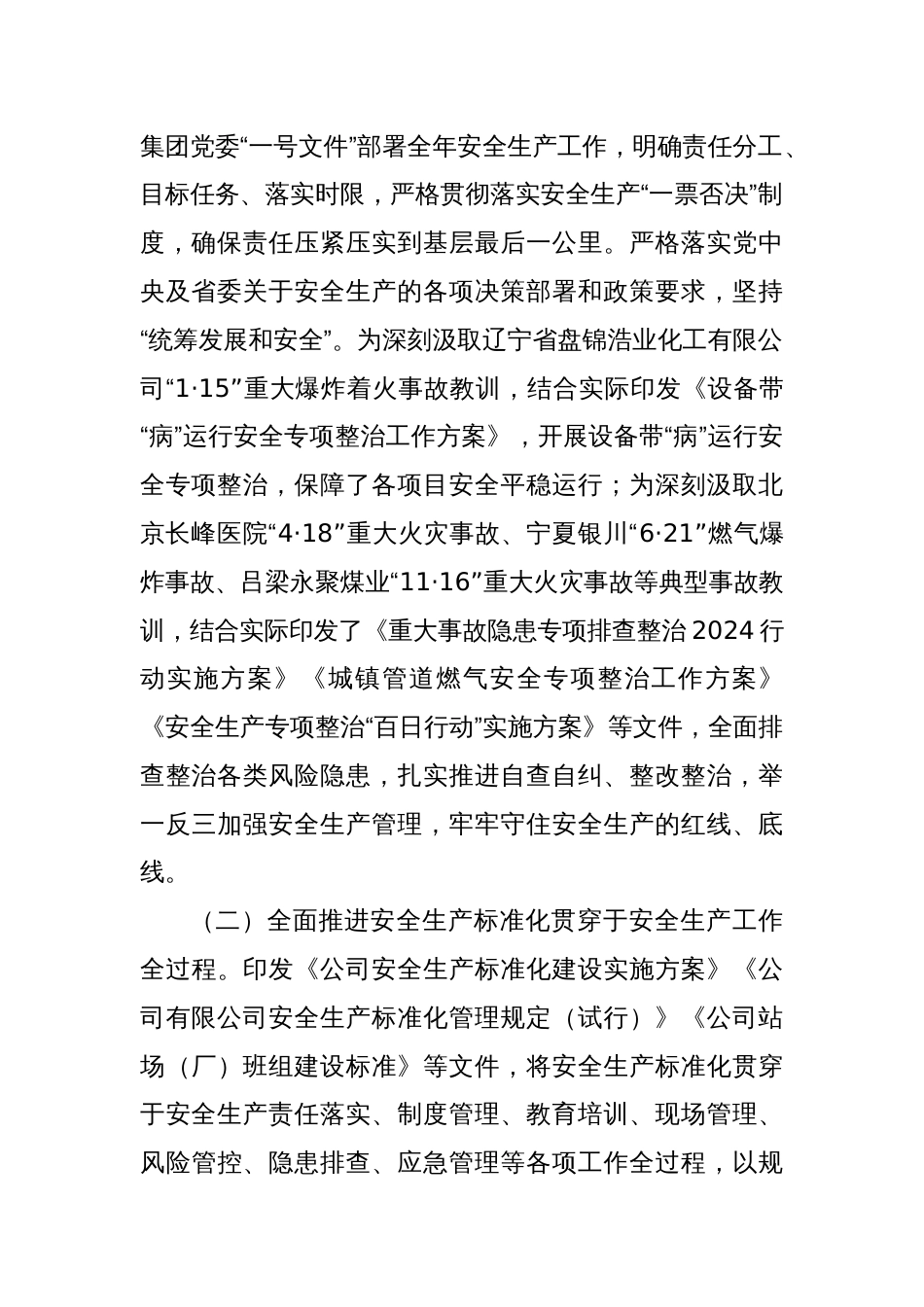 国有企业2024年度安全生产工作总结_第2页