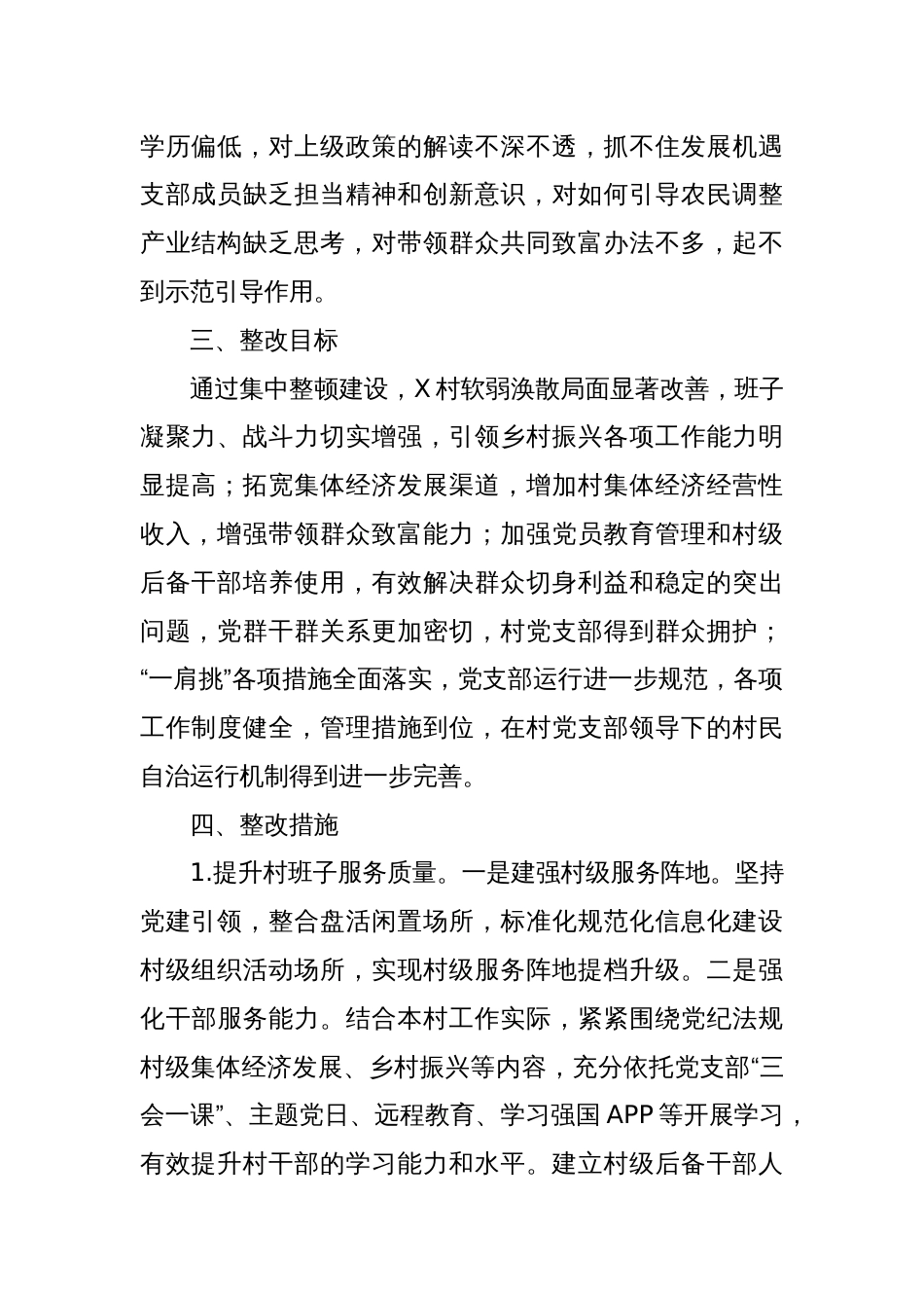 X镇X村软弱涣散党组织整顿工作方案_第2页