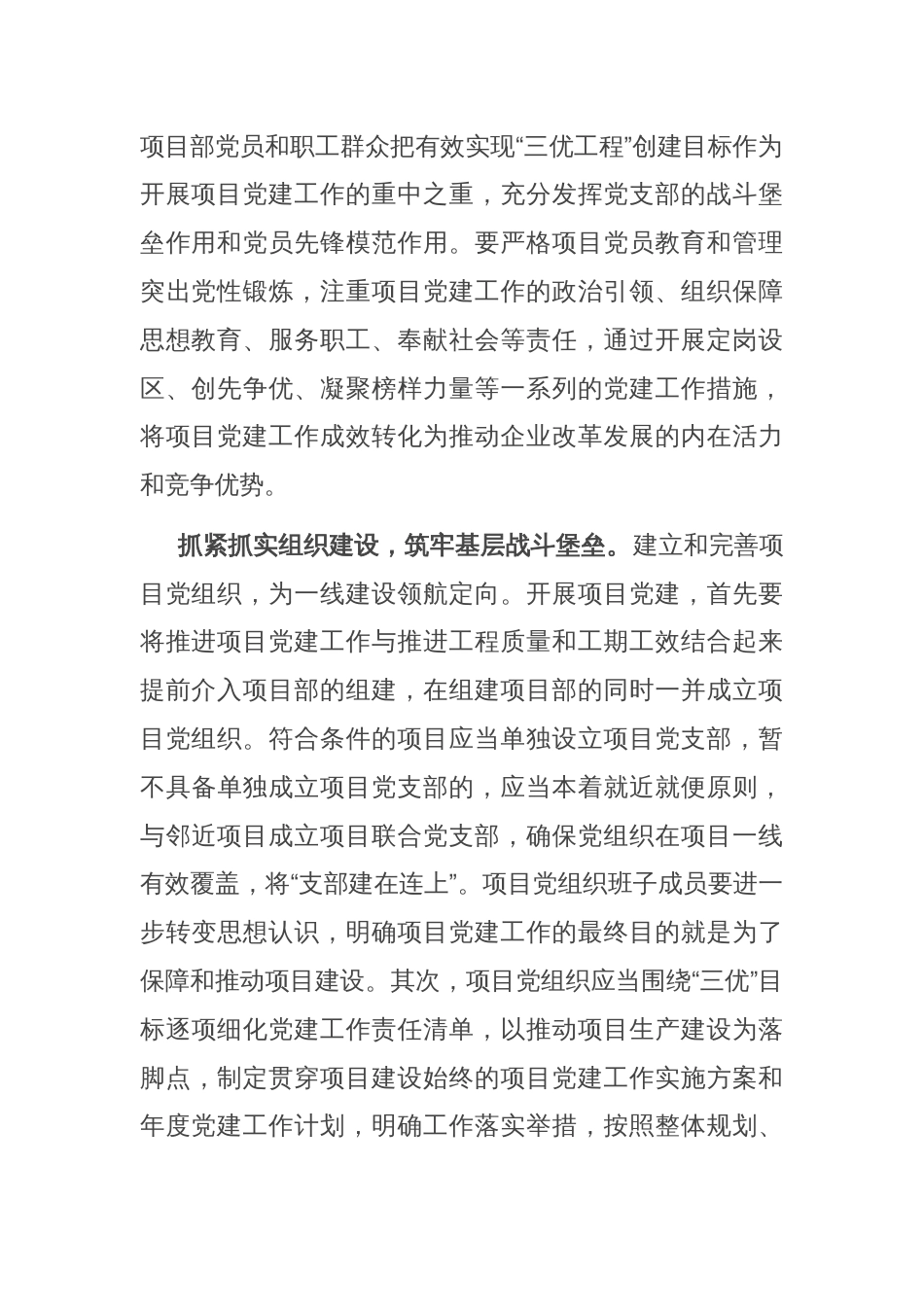 在2024年国有建筑企业项目党建工作座谈交流会上的发言_第2页