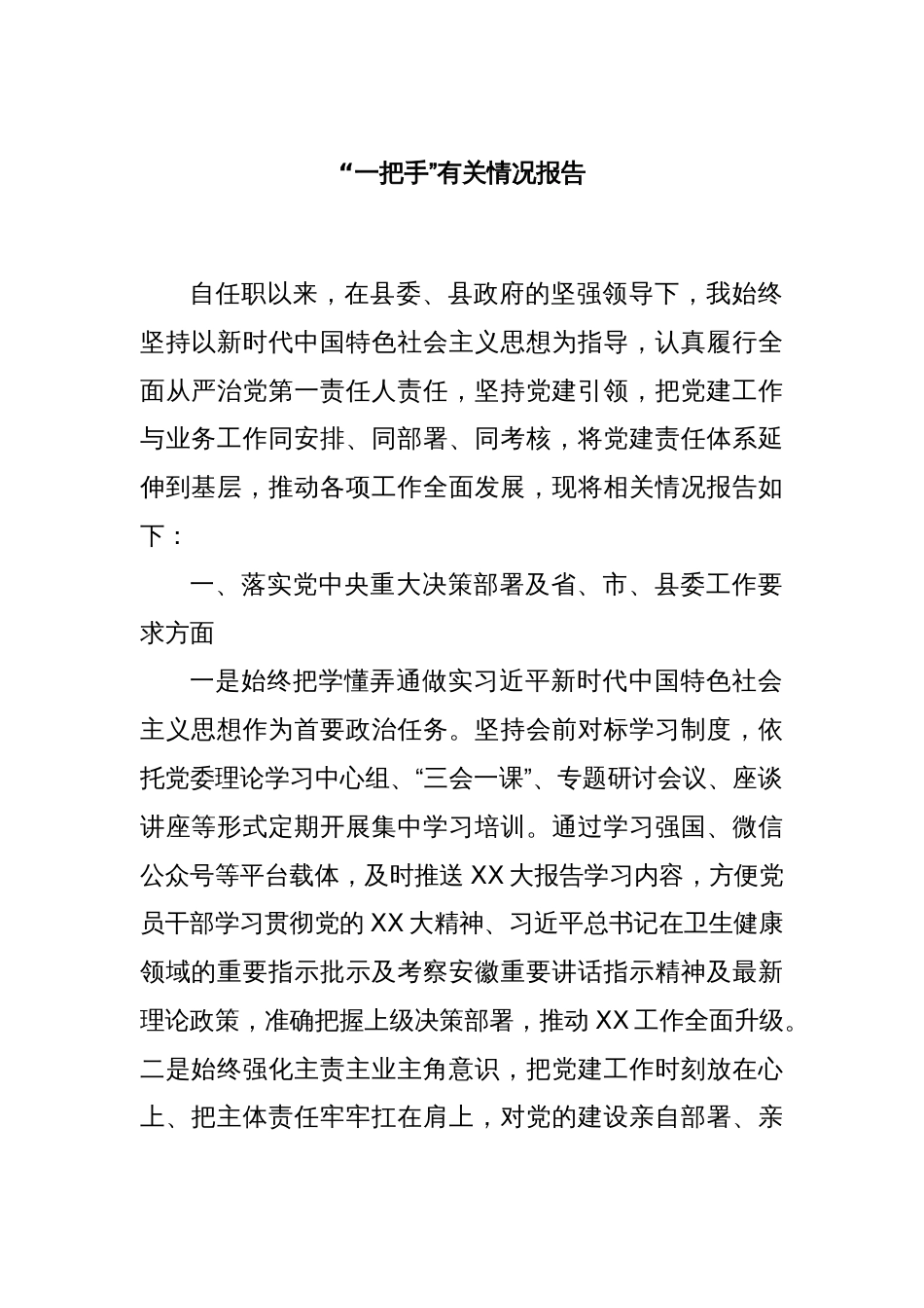 “一把手”有关情况报告_第1页