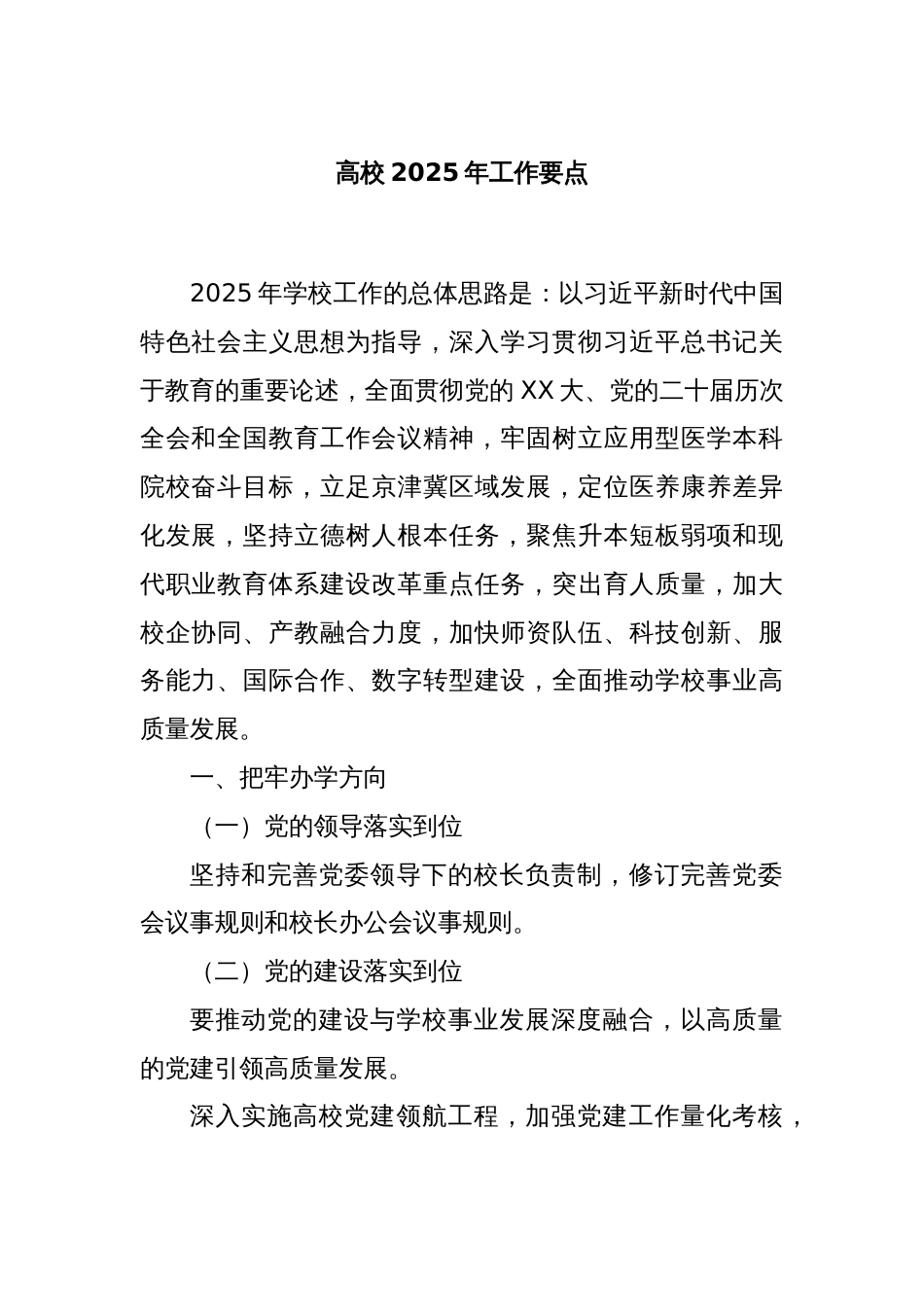 高校2025年工作要点_第1页