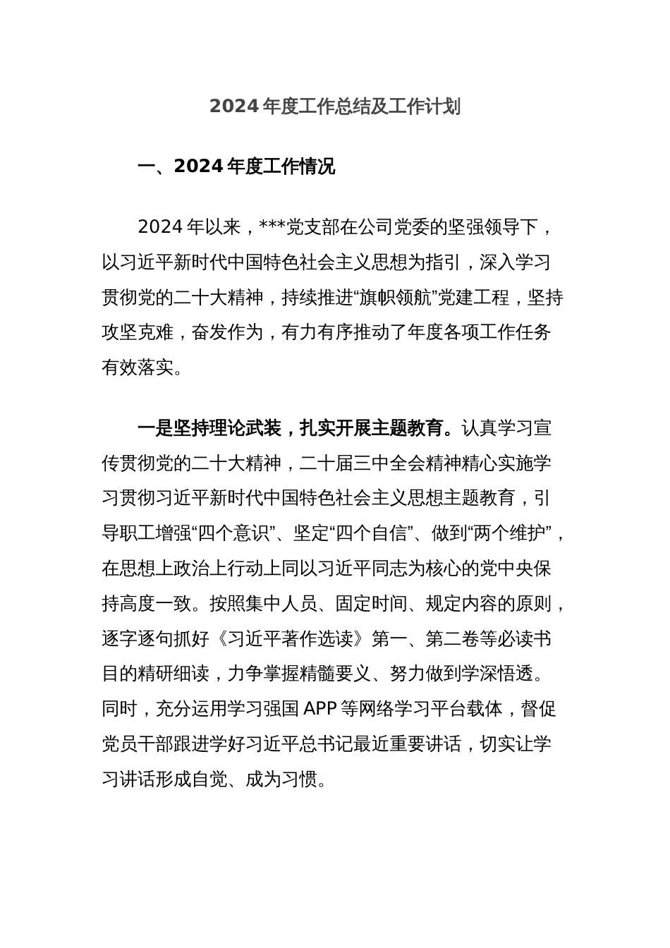 2024年度工作总结及工作计划_第1页