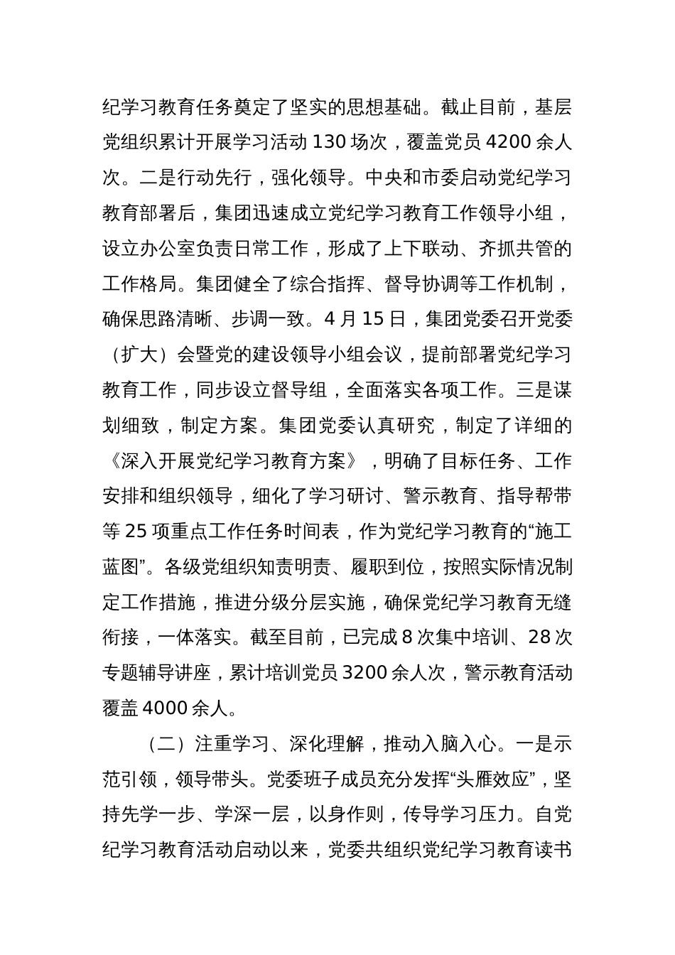 集团党纪学习教育工作情况汇报_第2页