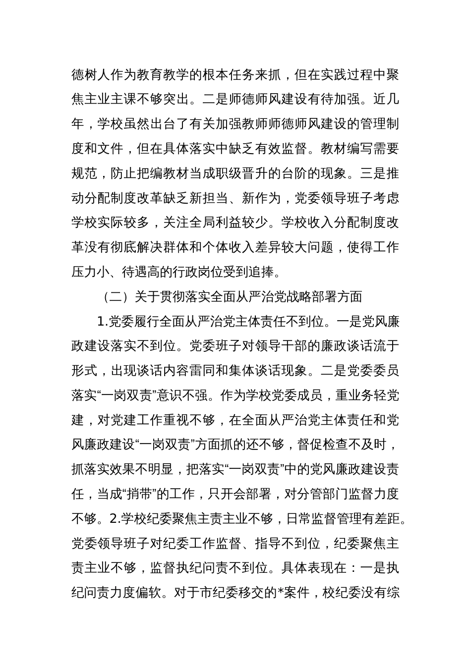 巡察整改专题民主生活会班子对照检查材料_第2页