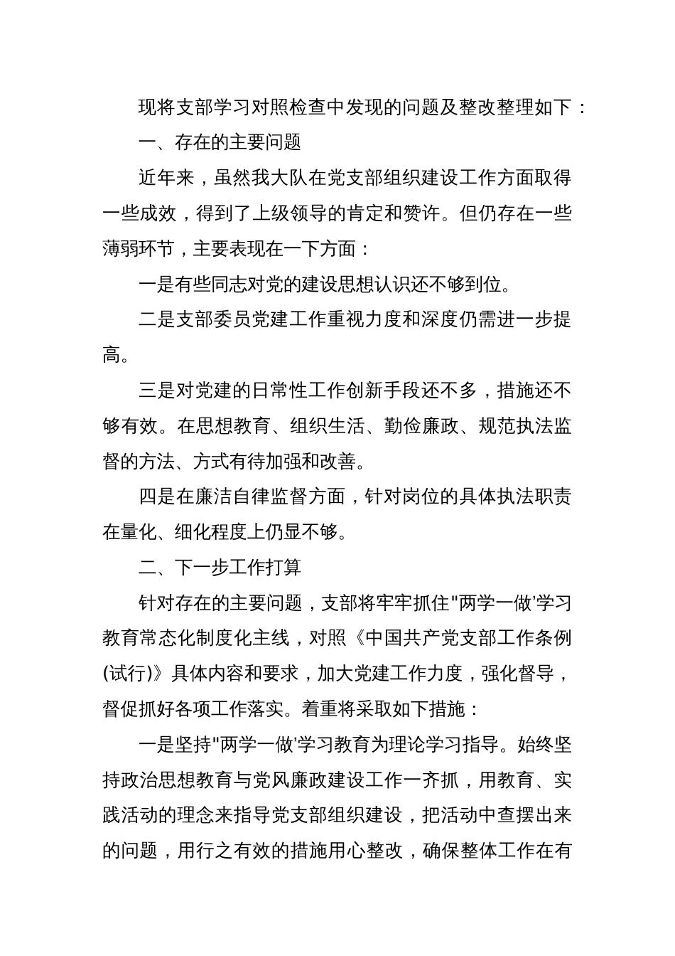 党支部学习《中国共产党支部工作条例(试行)》自查报告材料_第2页