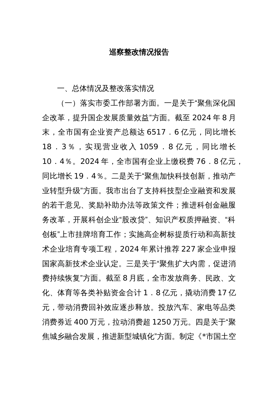 巡察整改情况报告_第1页
