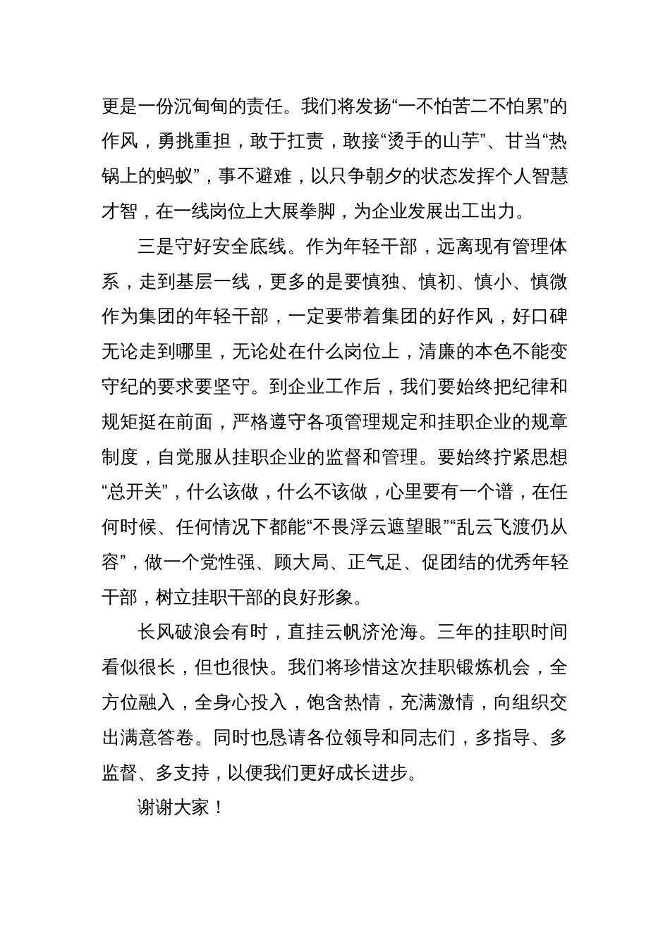 集团干部挂职表态发言_第2页