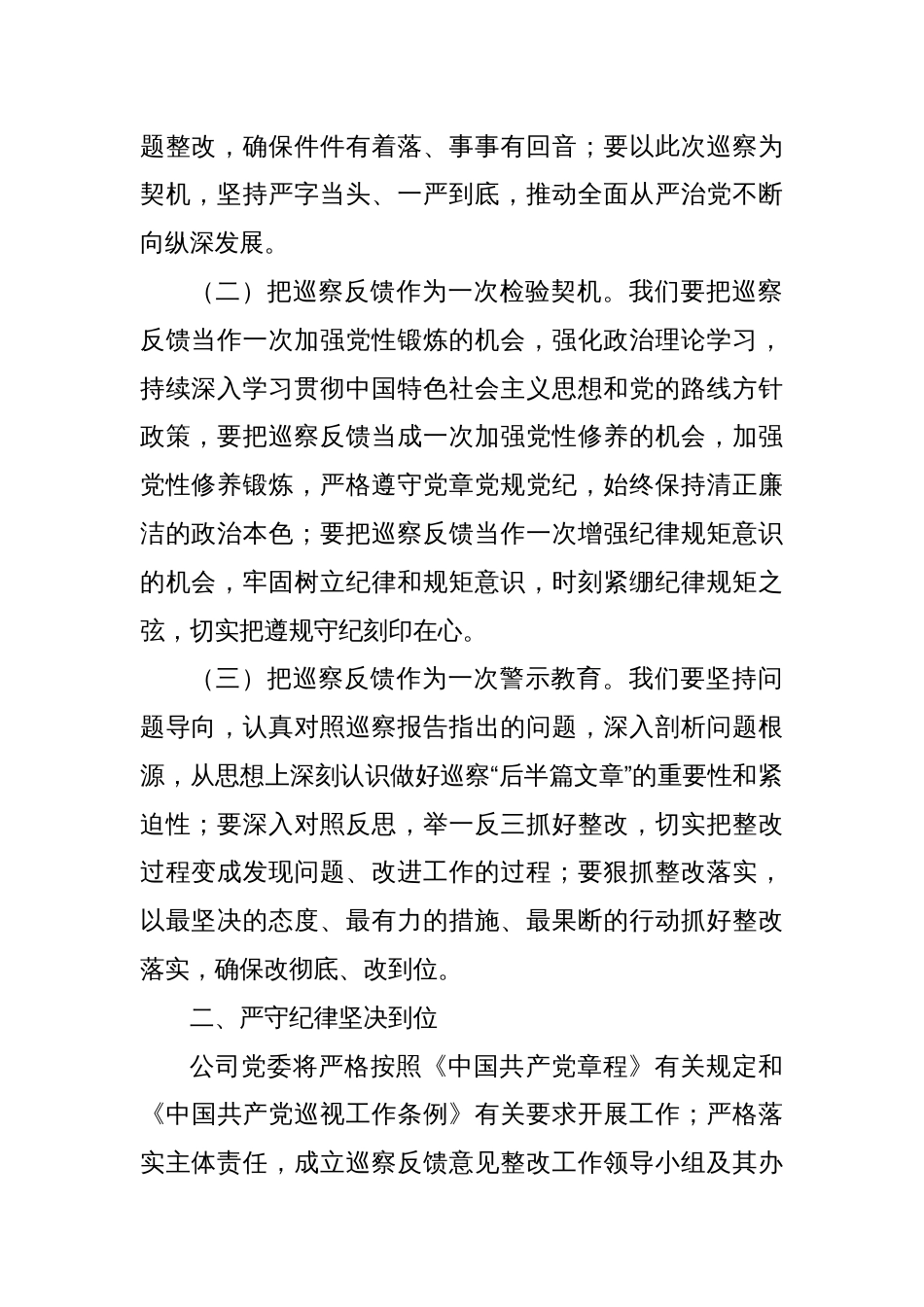 在国企巡察整改工作情况反馈会上的发言_第2页