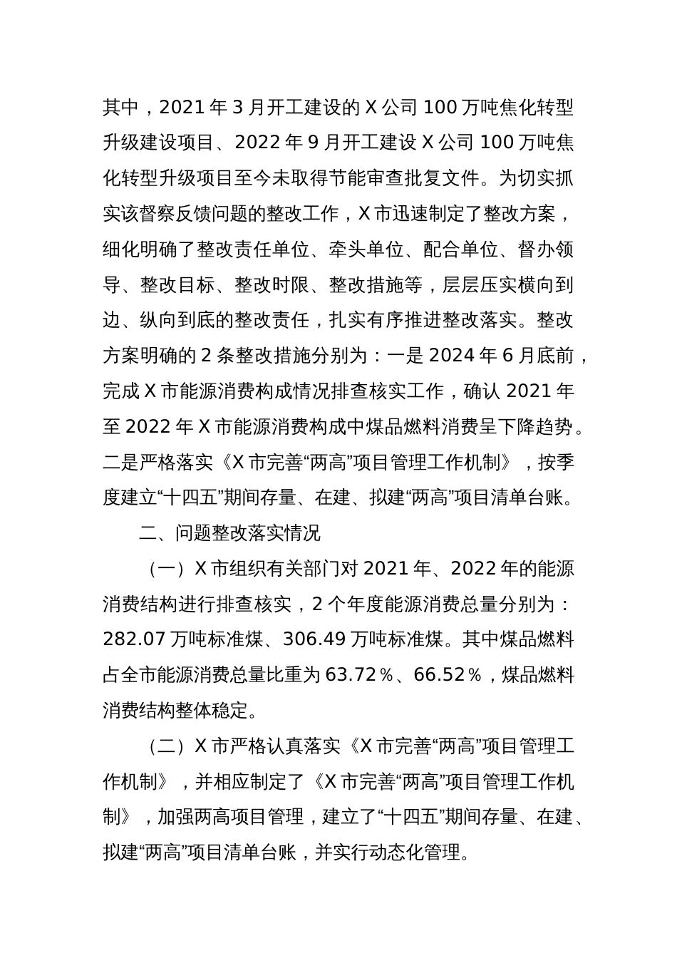 X市关于省级生态环境保护督察反馈两高项目管控不到位_第2页