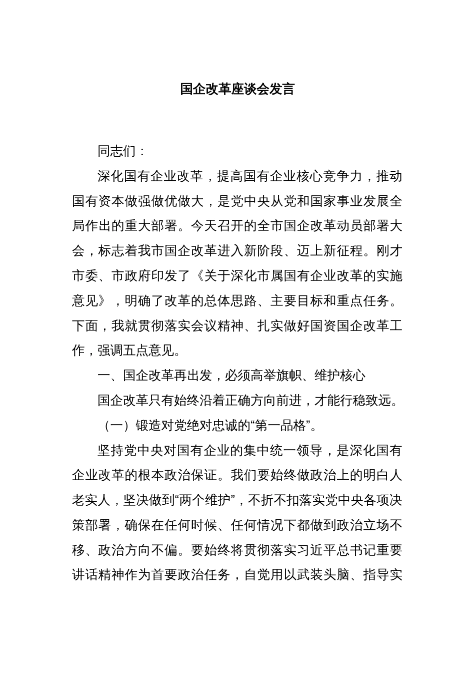 国企改革座谈会发言_第1页