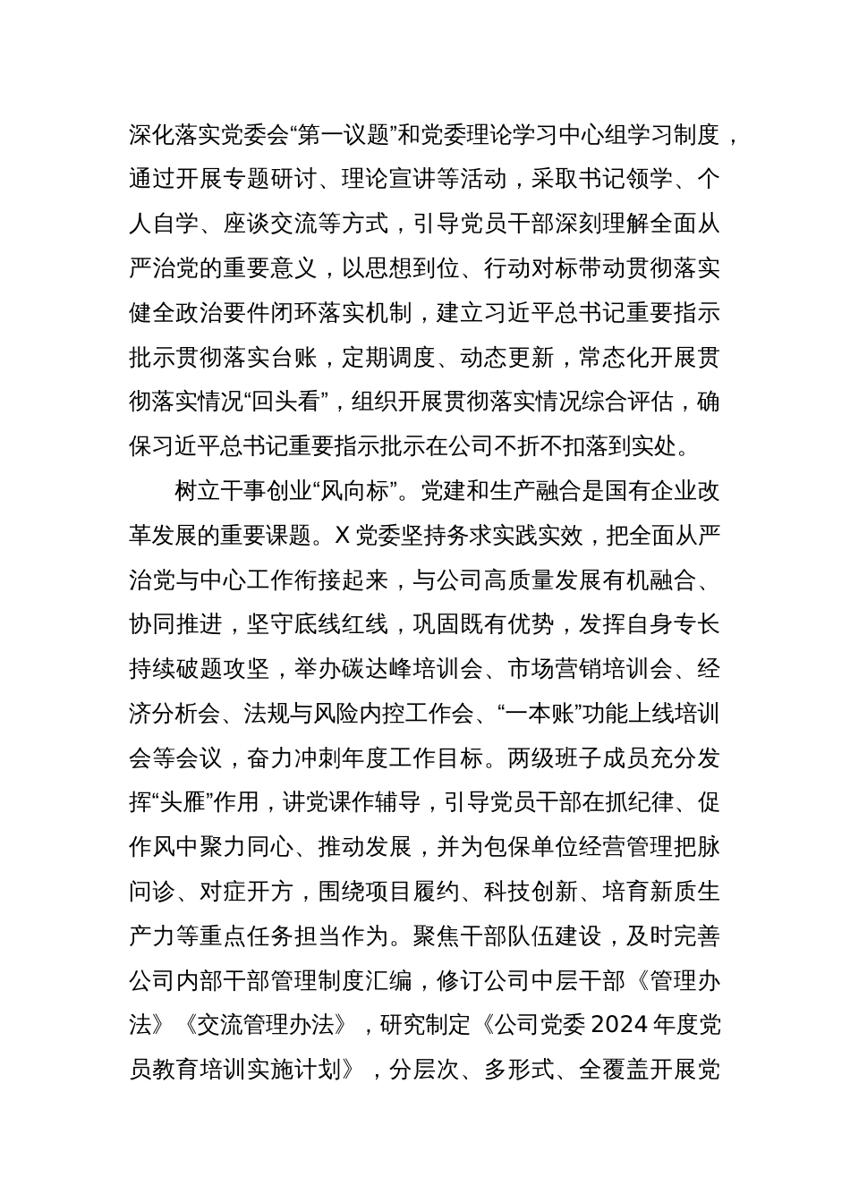 某公司党委全面从严治党情况汇报_第2页