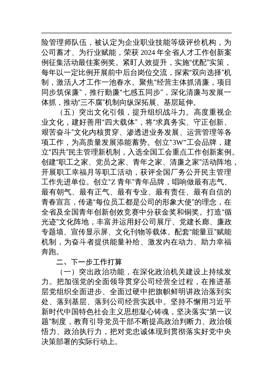 公司党委2024年推进全面从严治党工作总结_第3页