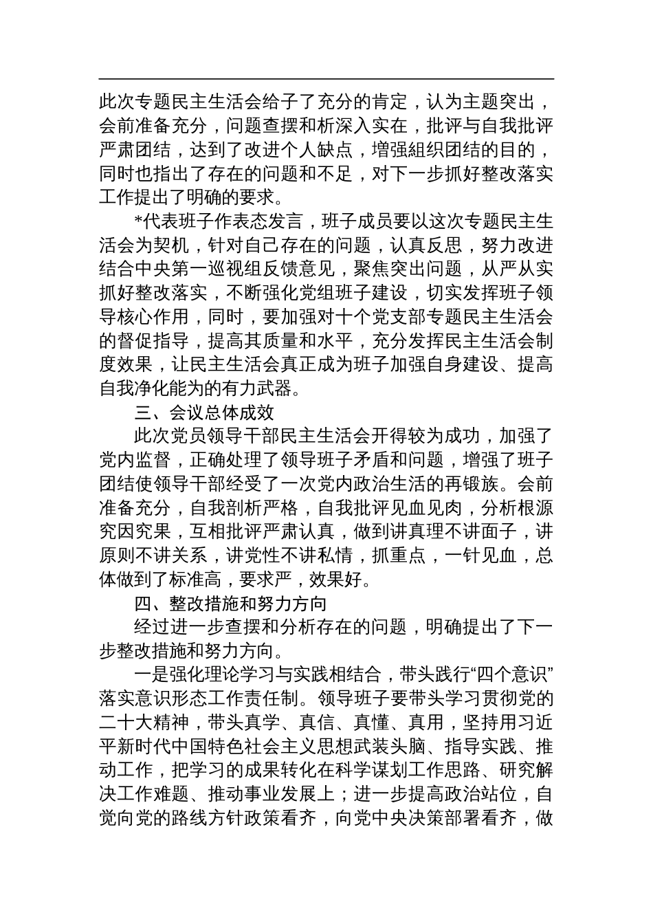 巡视整改专题民主生活会情况报告_第2页