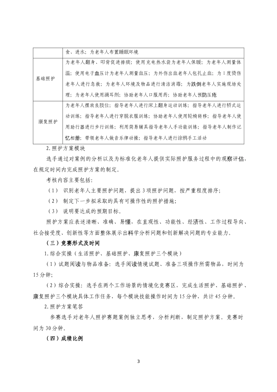 第十七届山东省职业院校技能大赛中职组“ 养老照护 ”赛项规程_第3页