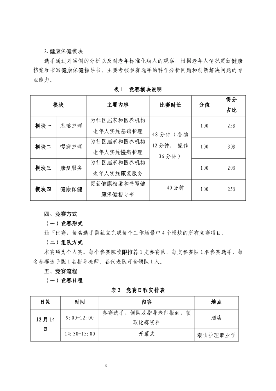 第十七届山东省职业院校技能大赛高职组“老年护理与保健”赛项规程_第3页