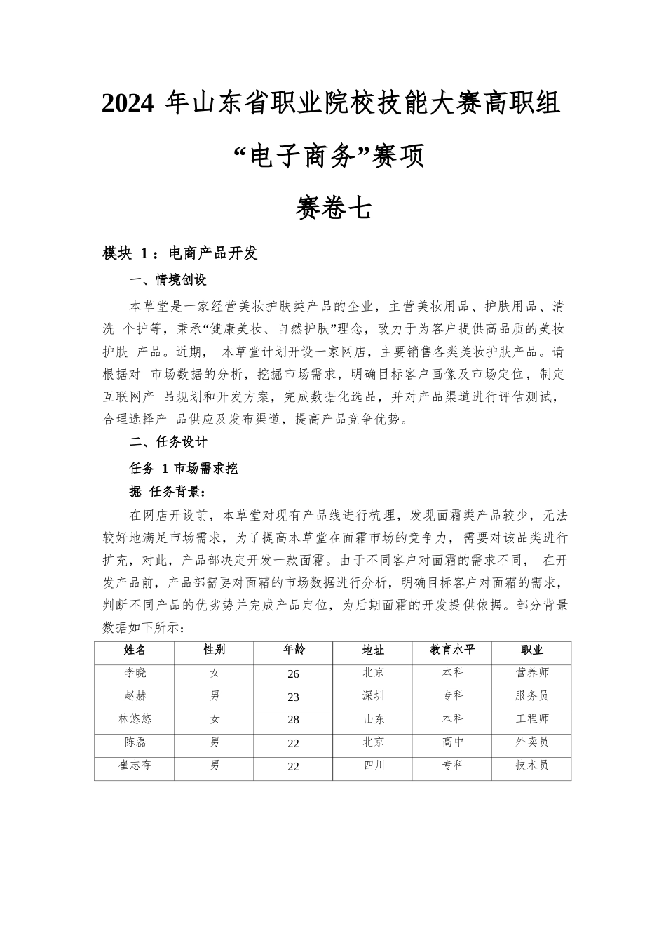 第十七届山东省职业院校技能大赛电子商务赛题第7套_第1页