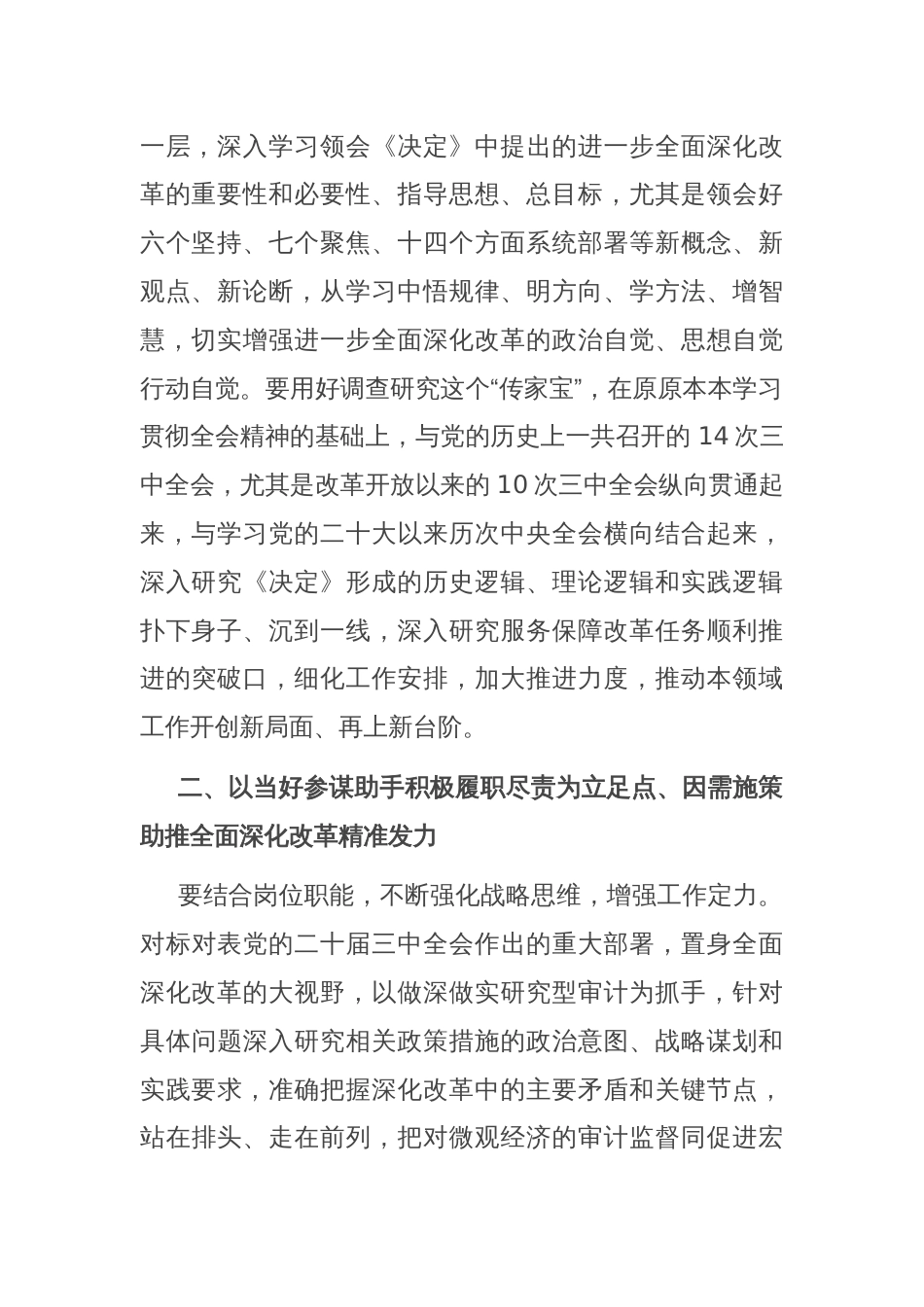 审计干部党的二十届三中全会精神学习研讨发言材料_第2页