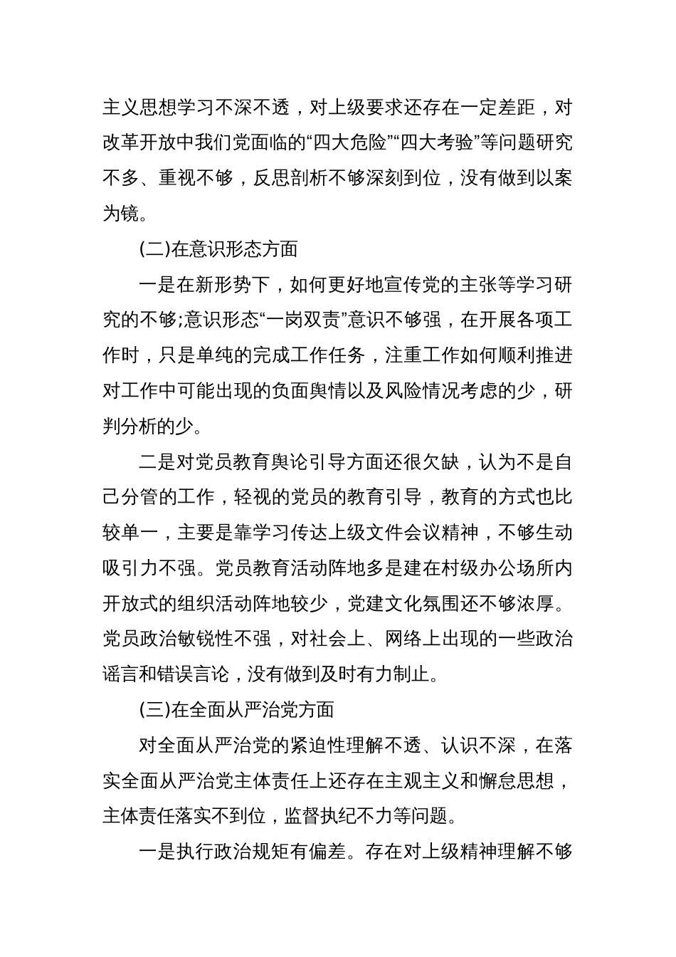 巡察整改专题民主生活会发言材料_第2页