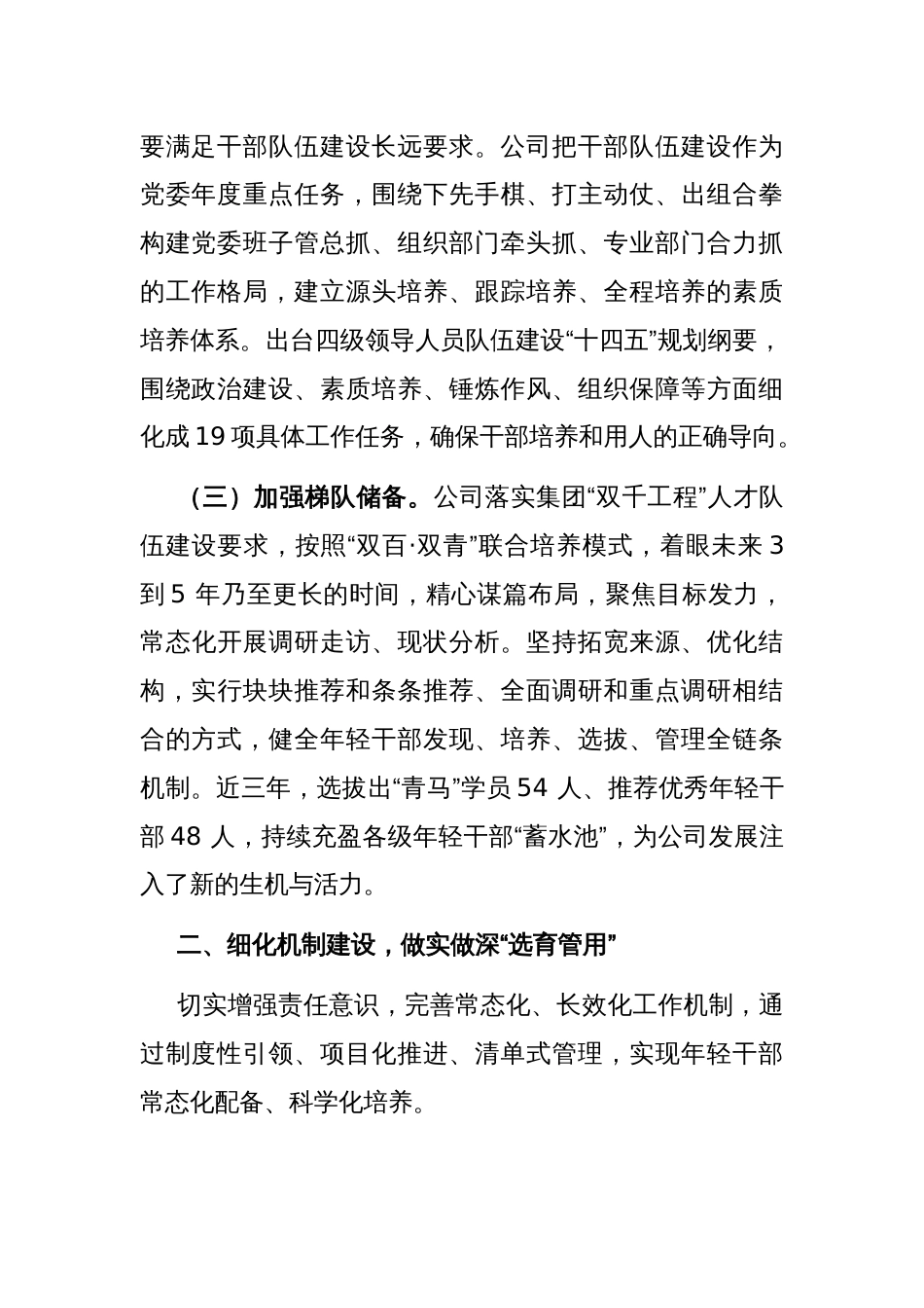干部队伍建设经验交流材料：“五化”协同强化青年干部培_第2页