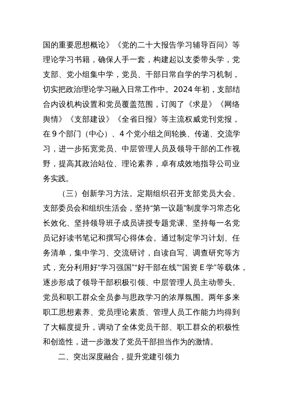 公司党委关于2024上半年基层党建工作情况的报告_第2页