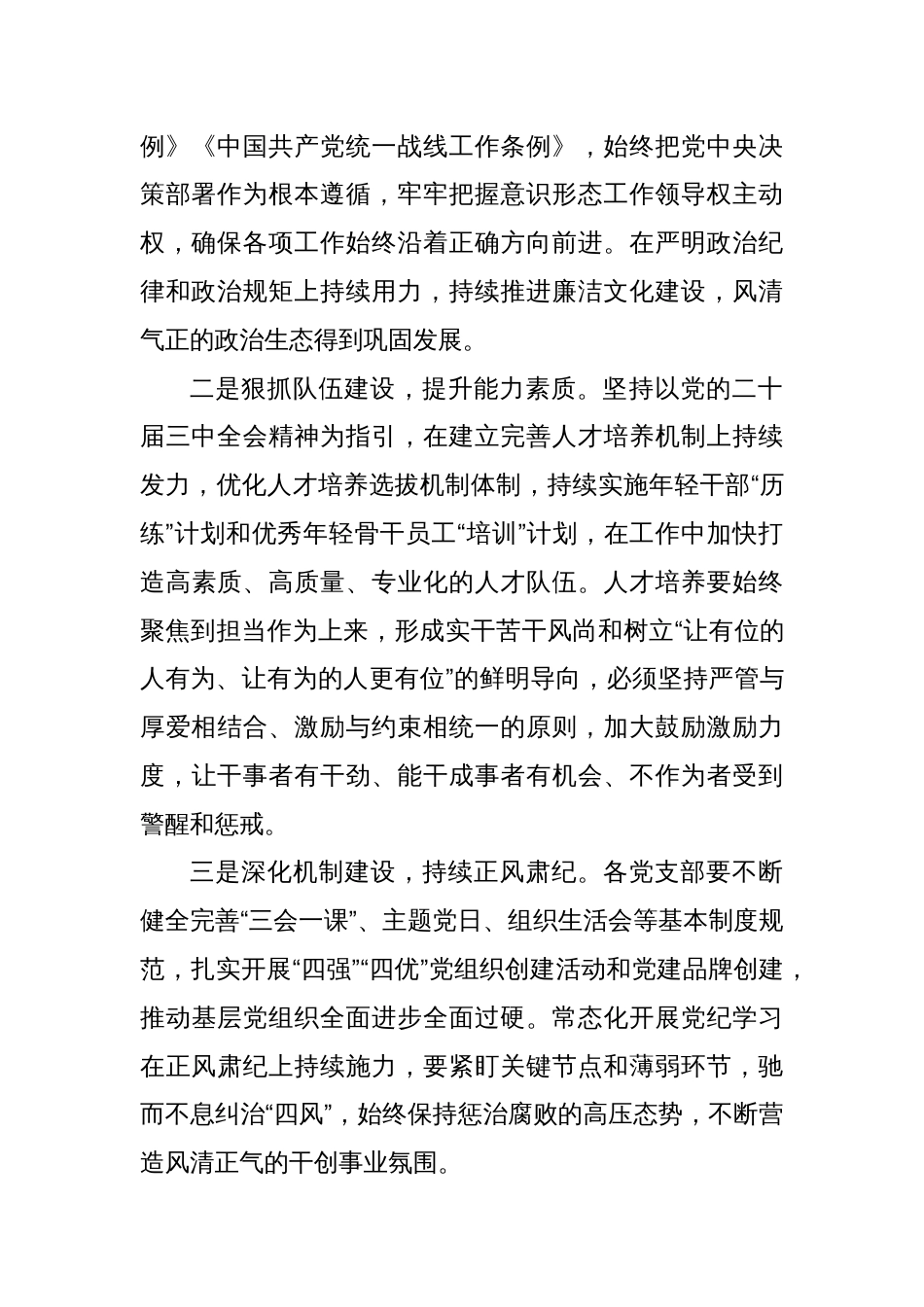 在2024年党建工作汇报会上的讲话_第2页