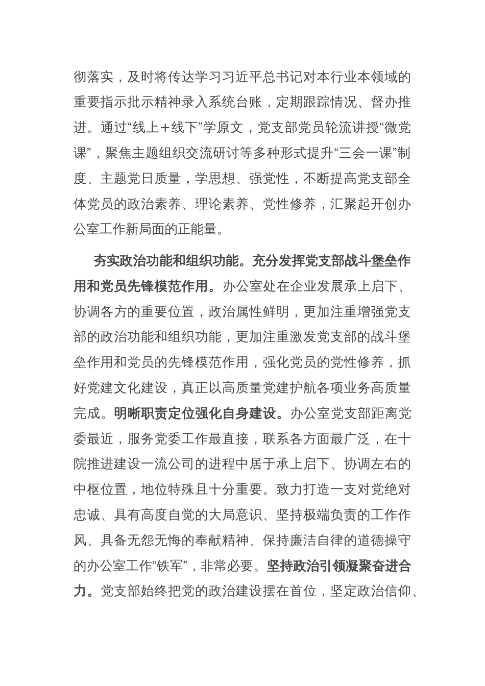 办公室在2024年公司基层党组织建设专题推进会上的汇报发言_第2页