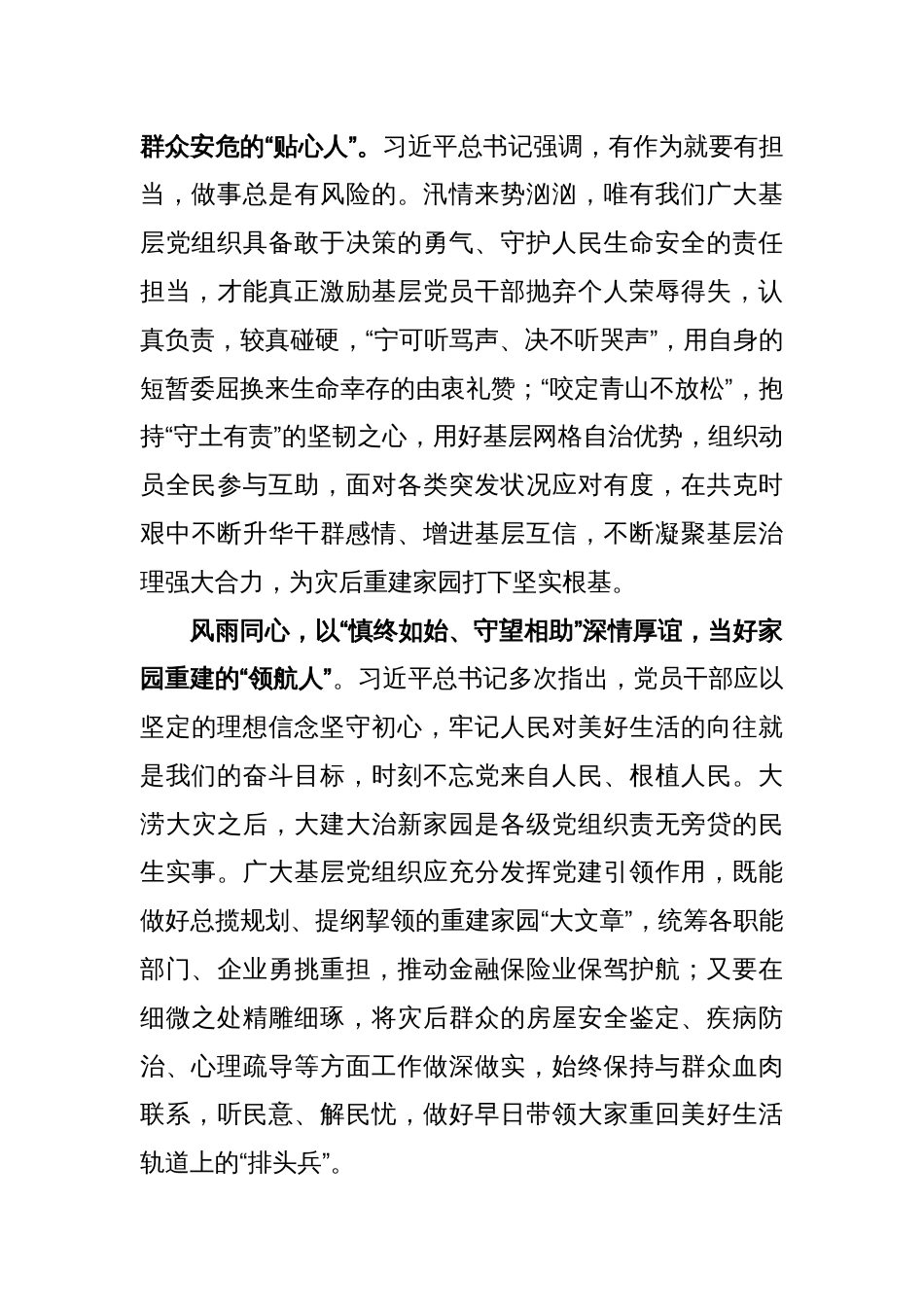 贯彻落实对防汛救灾工作重要指示心得体会发言_第2页