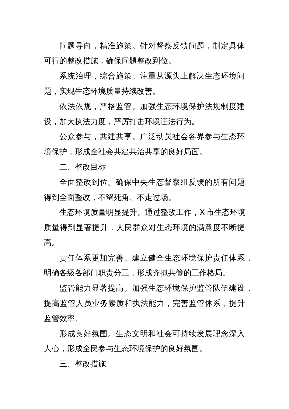 X市关于中央生态督察组反馈问题的整改方案_第2页