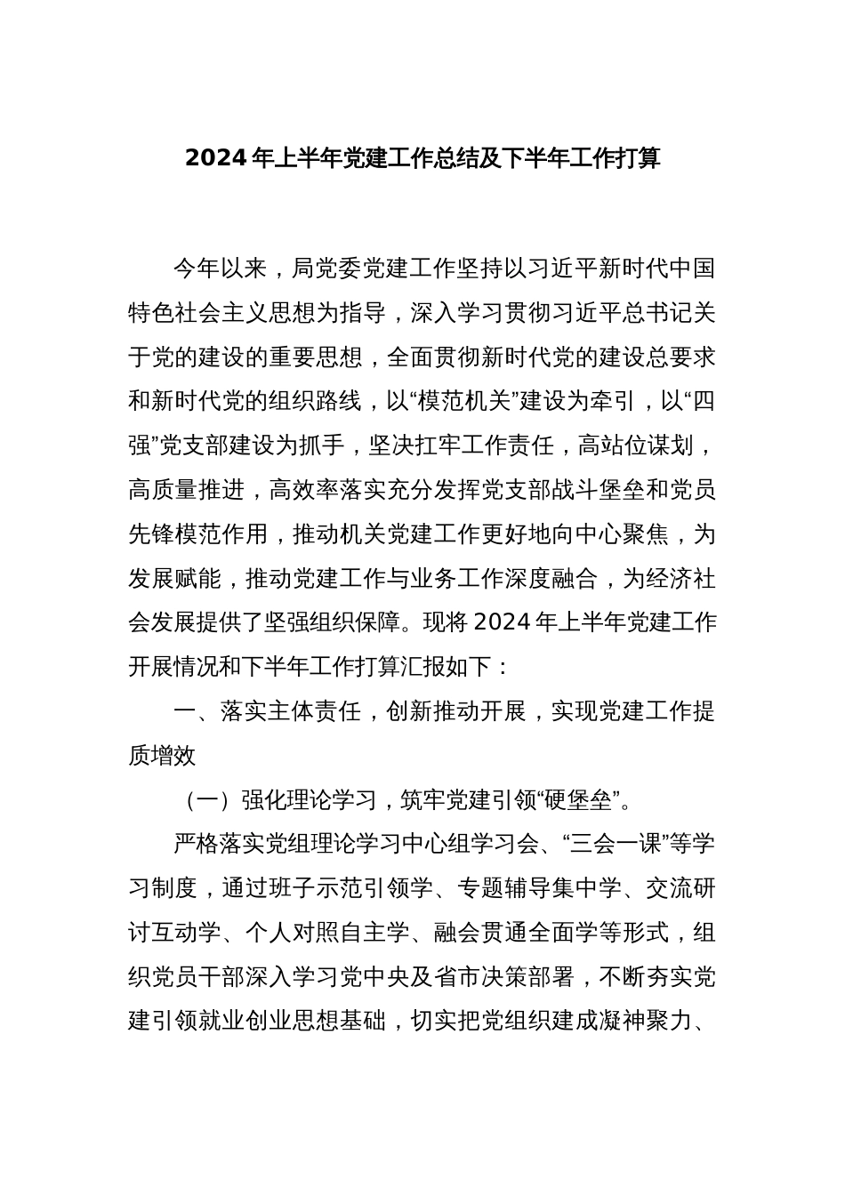 2024年上半年党建工作总结及下半年工作打算_第1页