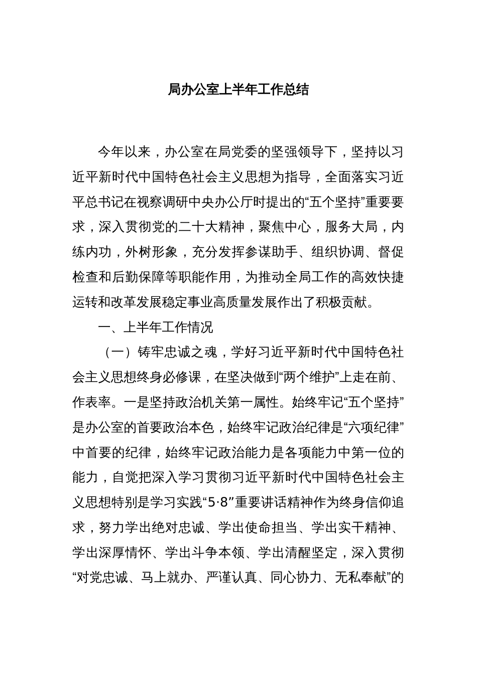 局办公室上半年工作总结_第1页