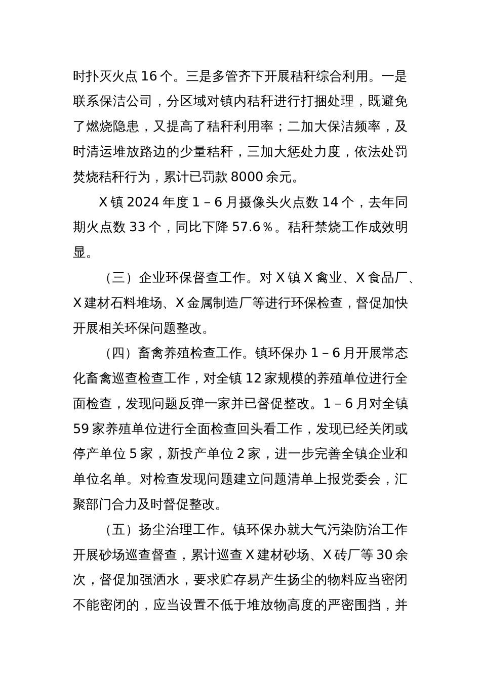 X镇2024年上半年生态环境工作报告_第2页