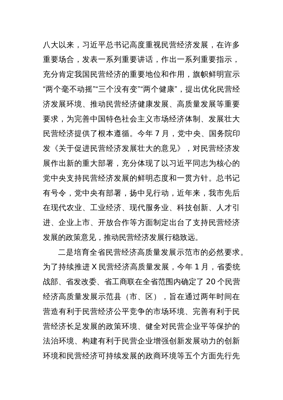 在民营经济高质量发展会议上的汇报发言_第2页