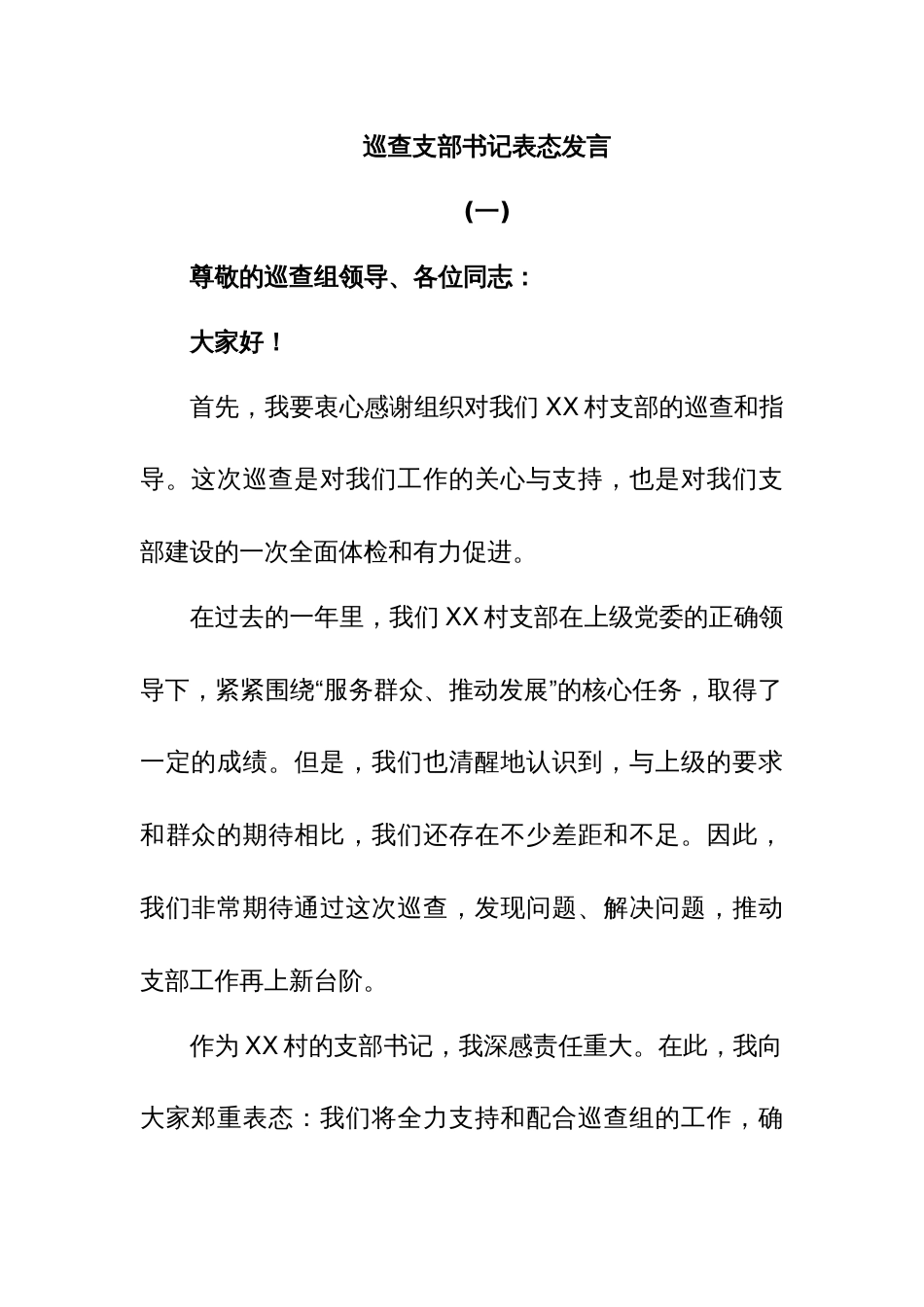 巡查支部书记表态发言_第1页