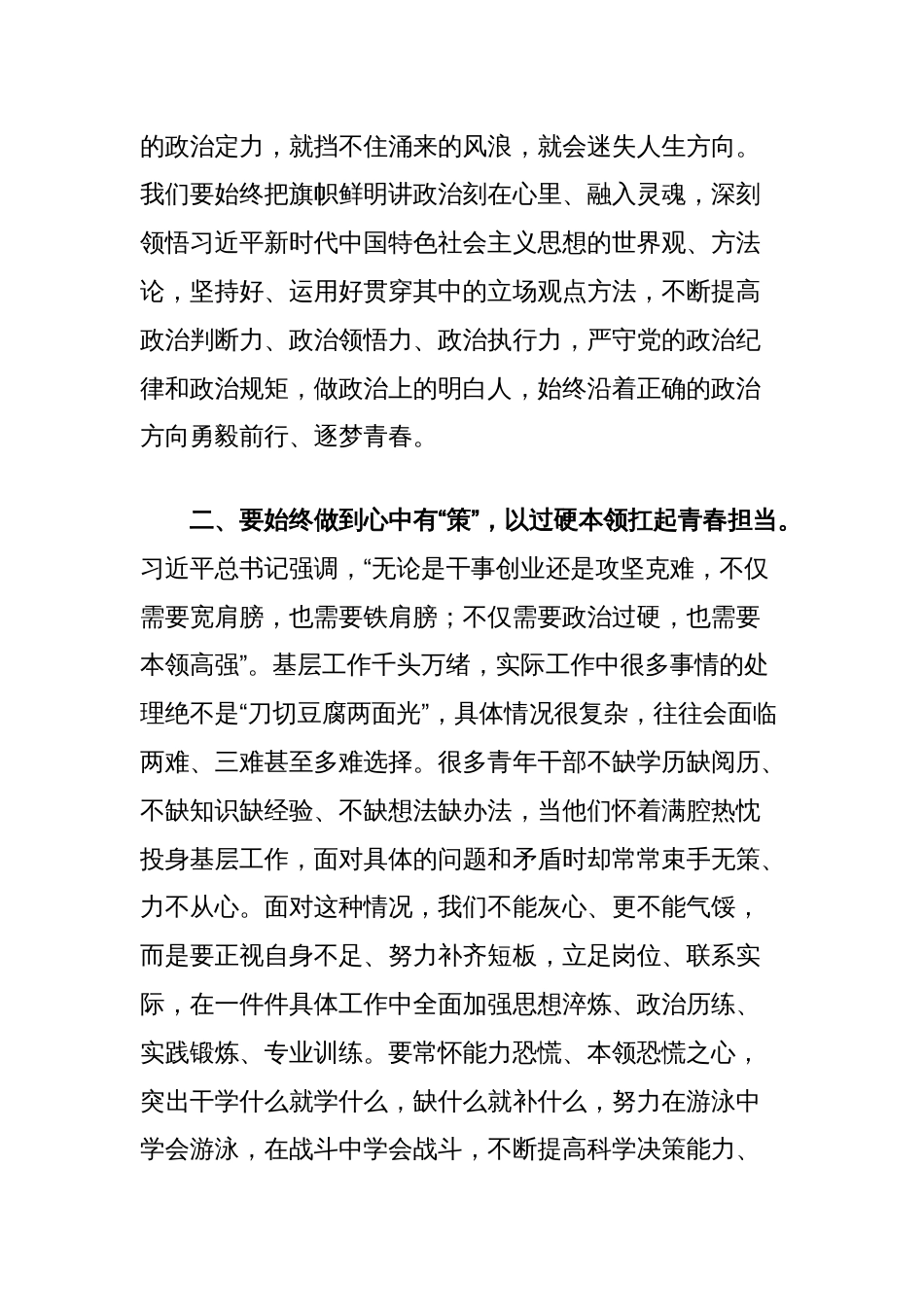 青年干部座谈会发言提纲_第2页