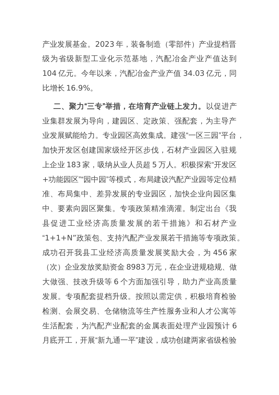 在经济工作会议上的交流发言：推进新型工业化，加快产业集中高质量发展_第2页