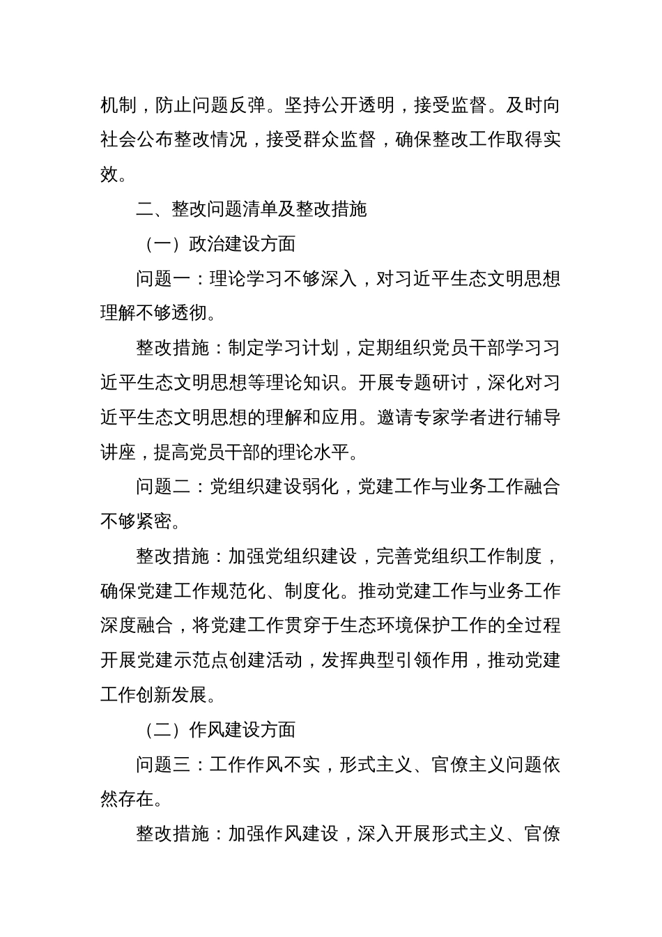 X市生态环境局巡察反馈问题整改工作方案_第2页