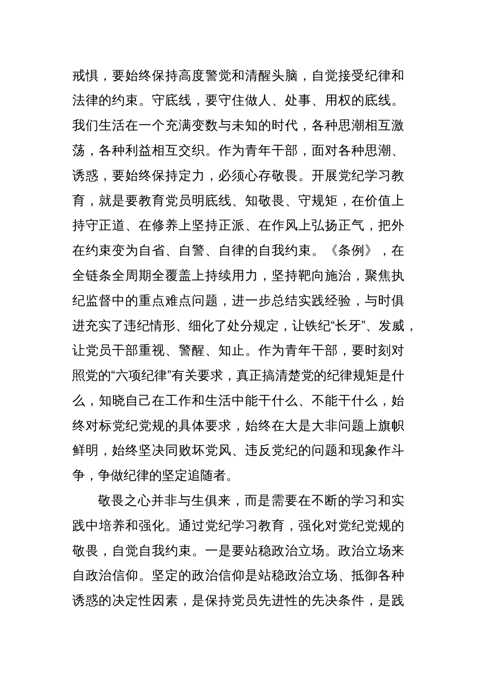 “知敬畏、存戒惧、守底线”青年党纪学习教育座谈会经验分享交流发言材料_第2页