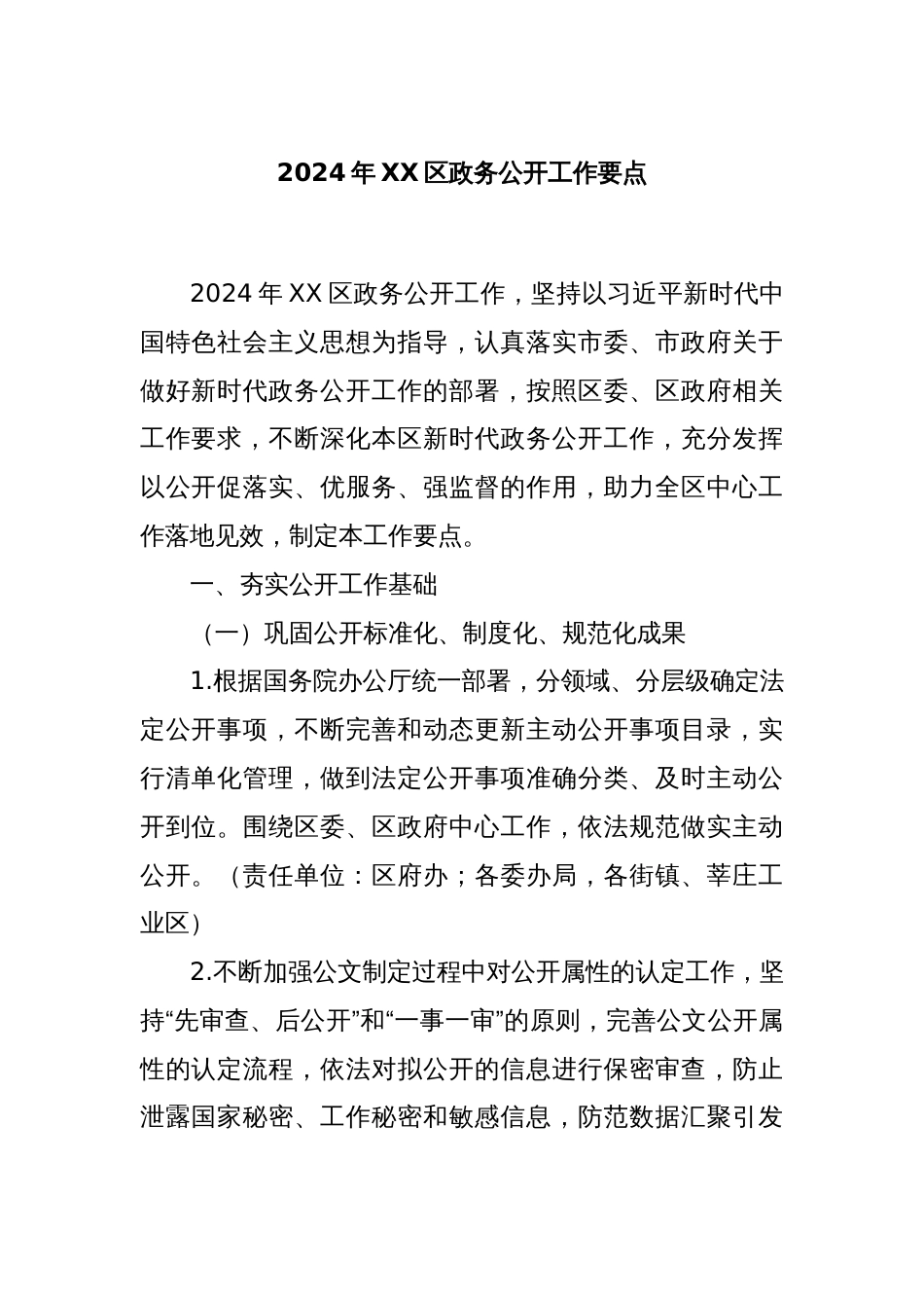 2024年XX区政务公开工作要点_第1页