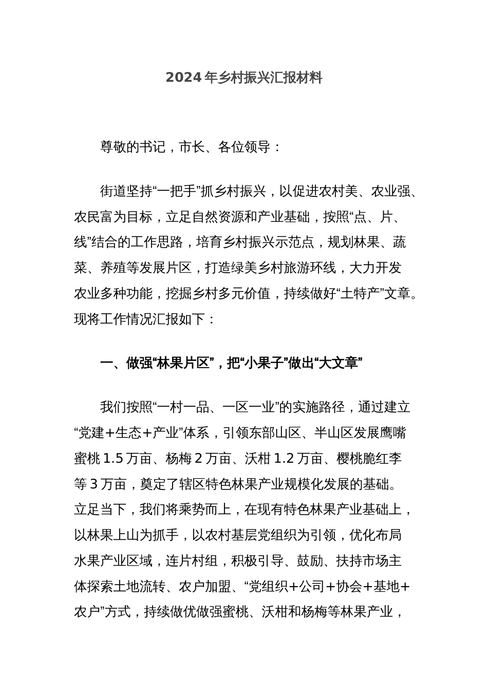 2024年乡村振兴汇报材料_第1页