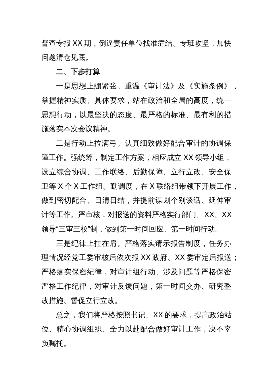 在XX主要领导经济责任审计暨自然资源资产任中审计协调会议上的表态发言_第2页