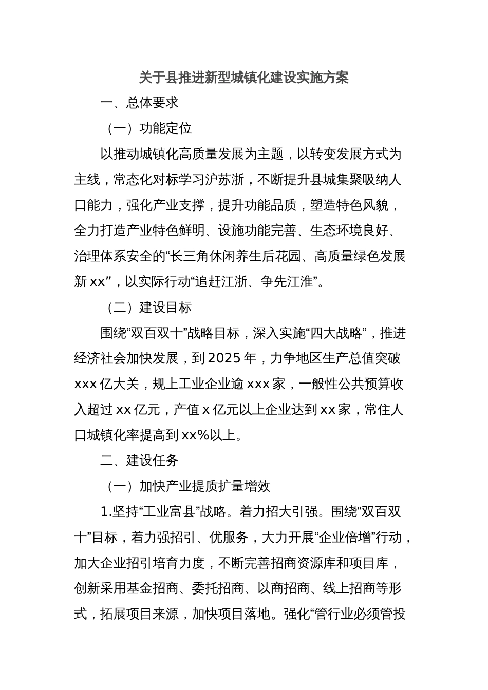 关于县推进新型城镇化建设实施方案_第1页