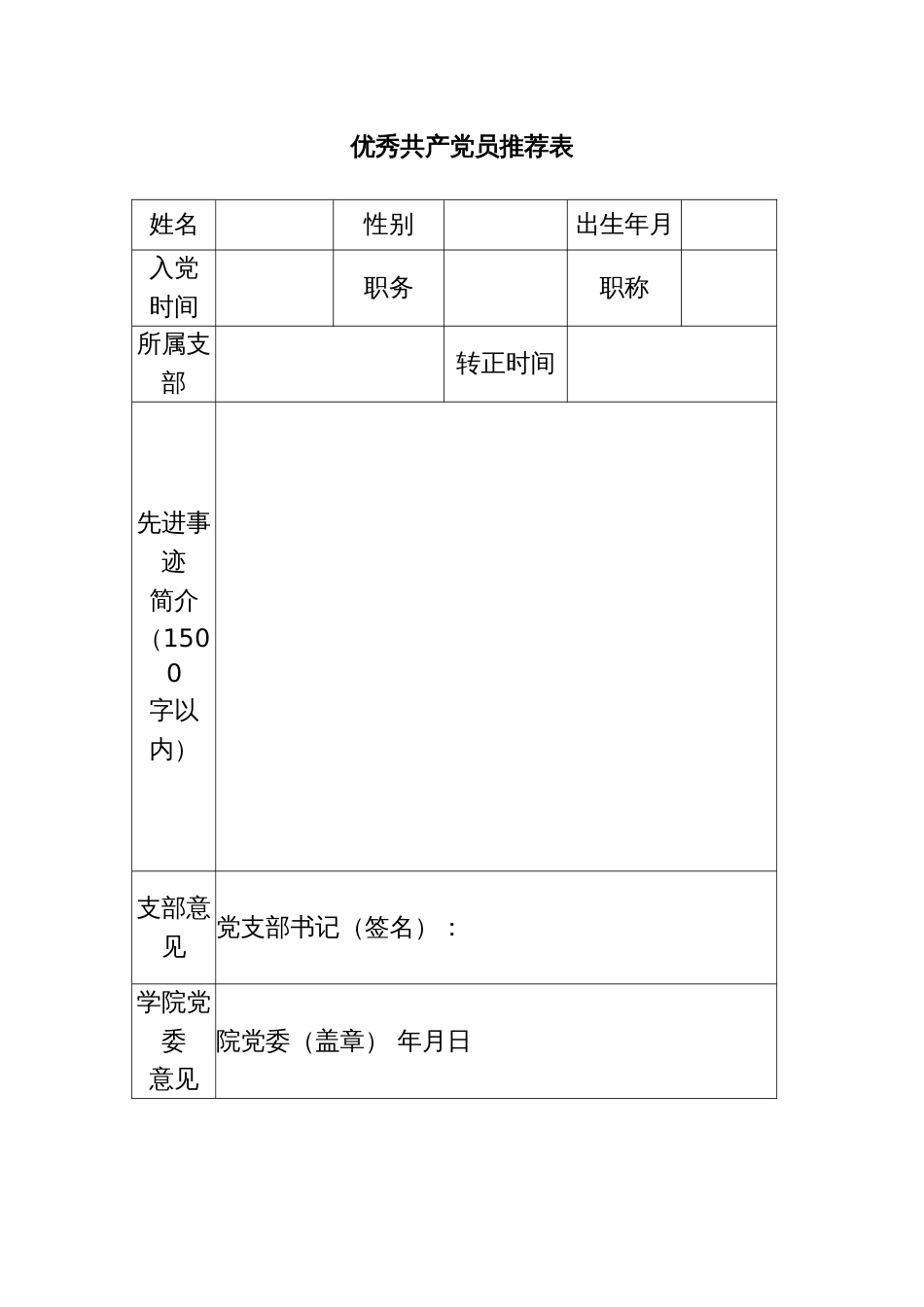 优秀共产党员推荐表_第1页