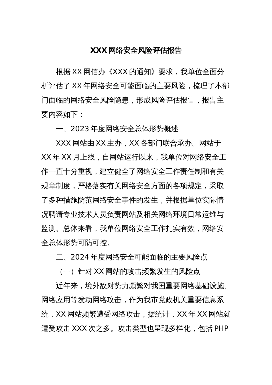 XXX网络安全风险评估报告_第1页