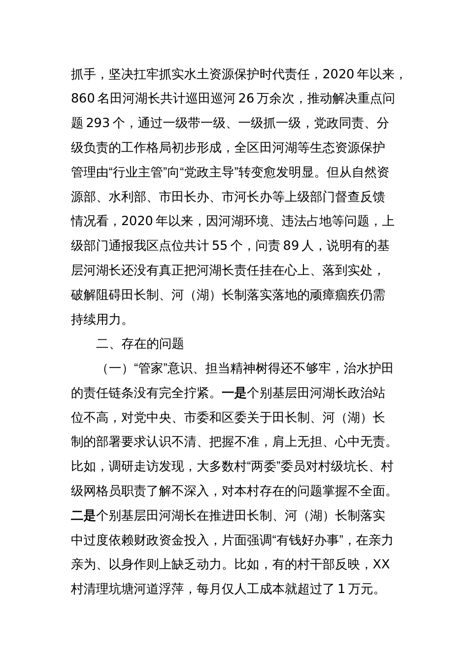 关于基层党员干部落实田长制、河（湖）长制情况的调研报告_第2页