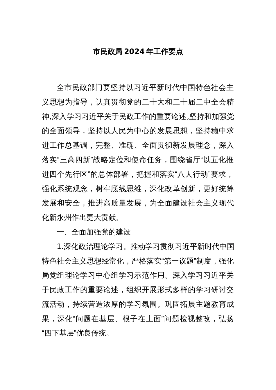 市民政局2024年工作要点_第1页