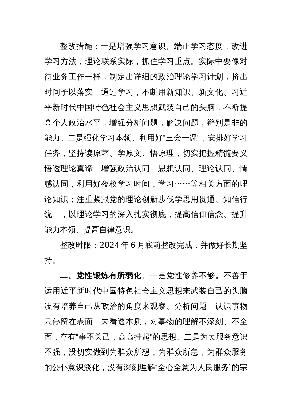 2023党员领导干部民主生活会整改方案模板_第2页