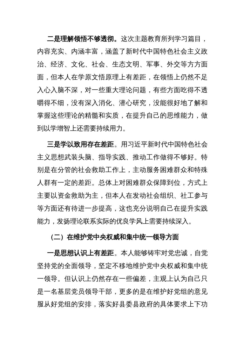 民政局副主任主题教育专题民主生活会个人发言提纲_第2页