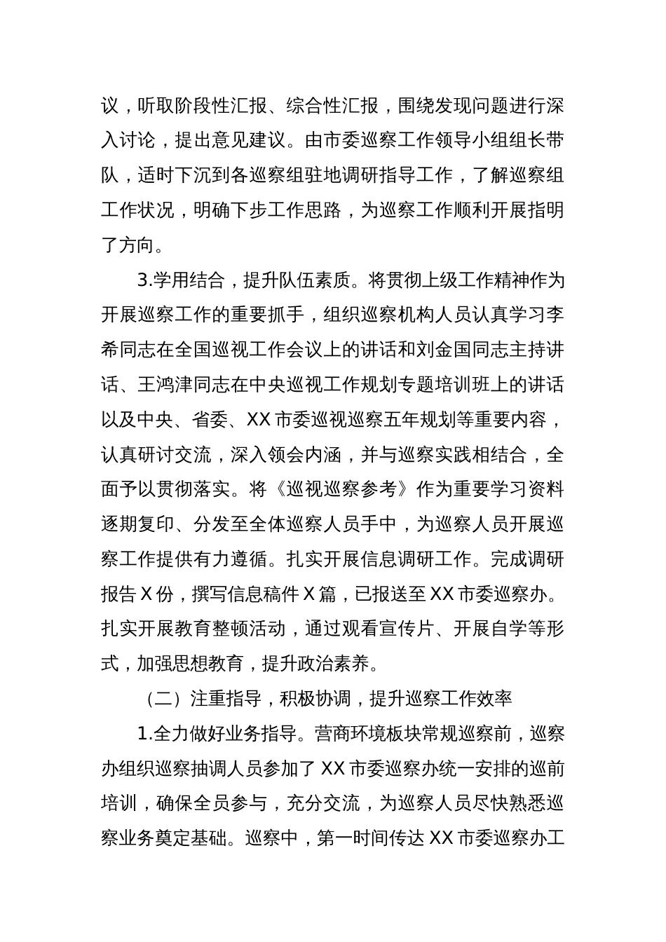 XX市2023年巡察工作总结及2024年工作计划_第2页