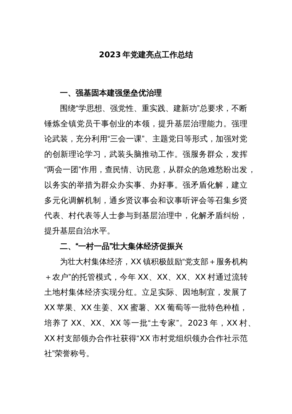 2023年党建亮点工作总结_第1页